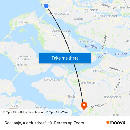 Rockanje, Alardusdreef to Bergen op Zoom map