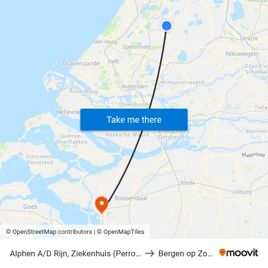 Alphen A/D Rijn, Ziekenhuis (Perron D) to Bergen op Zoom map