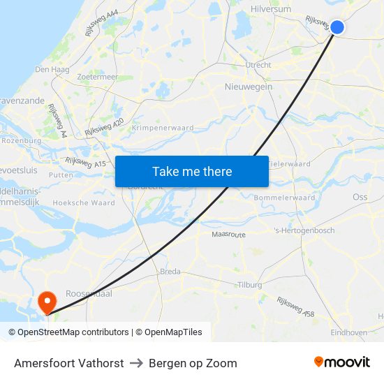 Amersfoort Vathorst to Bergen op Zoom map