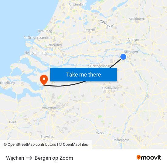 Wijchen to Bergen op Zoom map