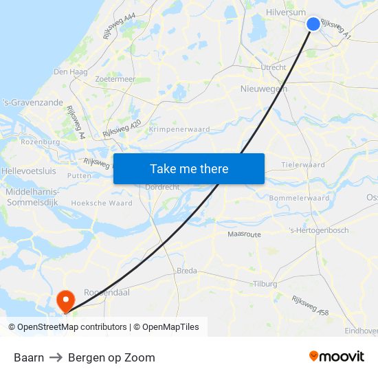 Baarn to Bergen op Zoom map