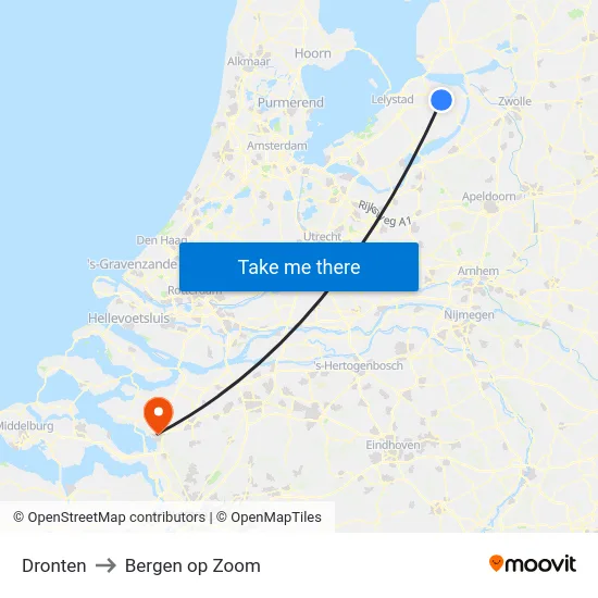Dronten to Bergen op Zoom map