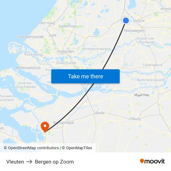 Vleuten to Bergen op Zoom map