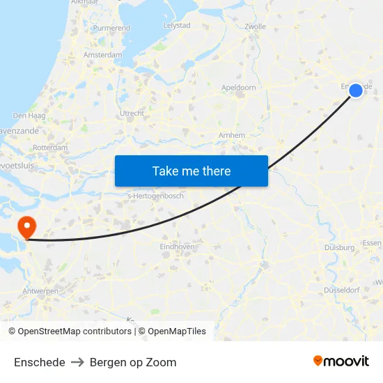 Enschede to Bergen op Zoom map