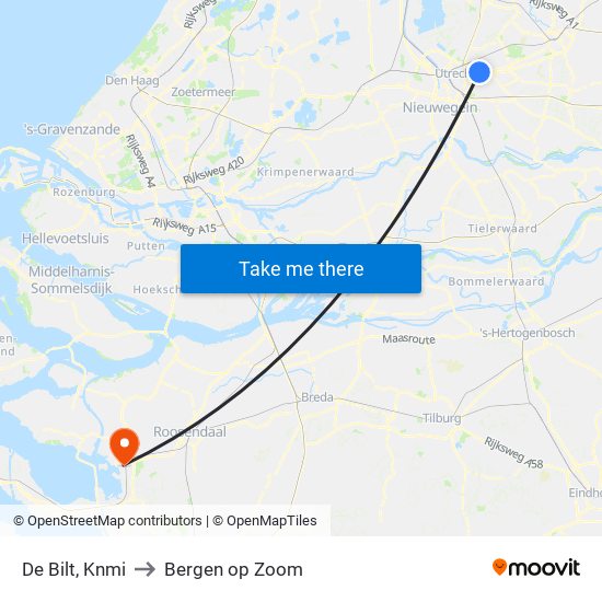 De Bilt, Knmi to Bergen op Zoom map