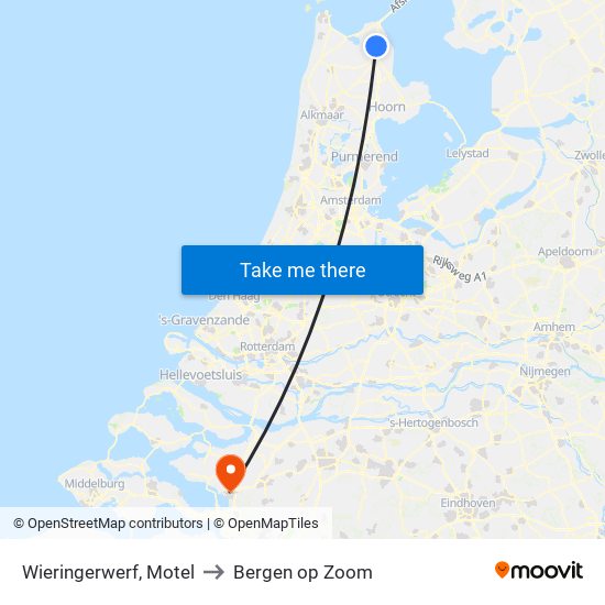 Wieringerwerf, Motel to Bergen op Zoom map