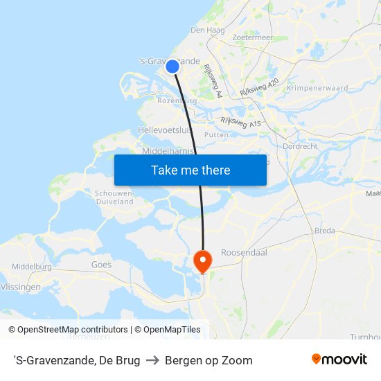 'S-Gravenzande, De Brug to Bergen op Zoom map