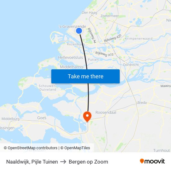 Naaldwijk, Pijle Tuinen to Bergen op Zoom map