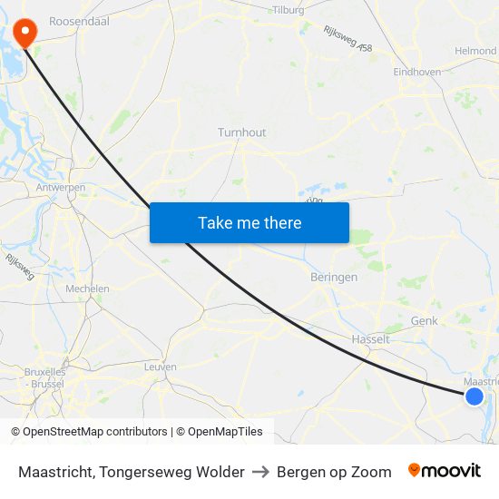 Maastricht, Tongerseweg Wolder to Bergen op Zoom map