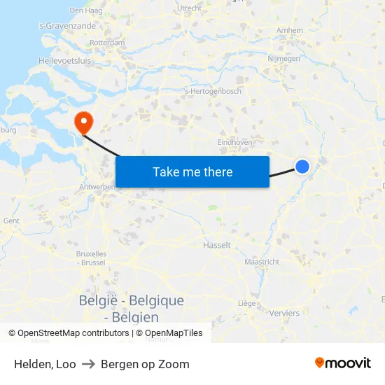 Helden, Loo to Bergen op Zoom map