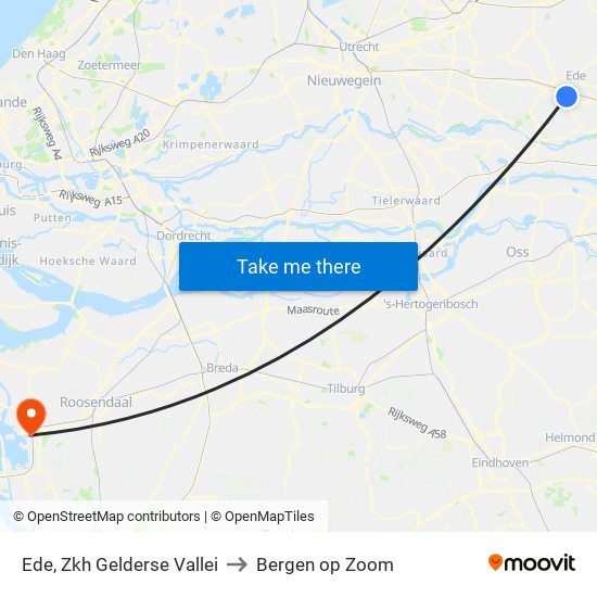 Ede, Zkh Gelderse Vallei to Bergen op Zoom map