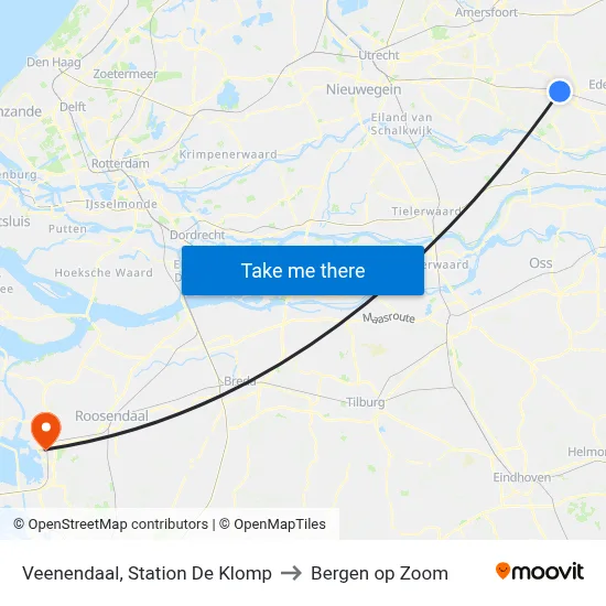 Veenendaal, Station De Klomp to Bergen op Zoom map