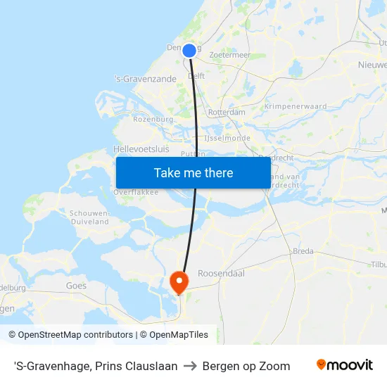 'S-Gravenhage, Prins Clauslaan to Bergen op Zoom map