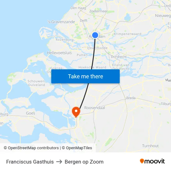Franciscus Gasthuis to Bergen op Zoom map