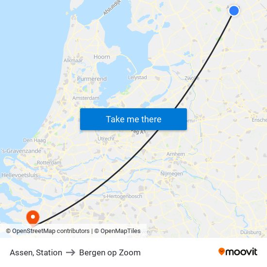 Assen, Station to Bergen op Zoom map