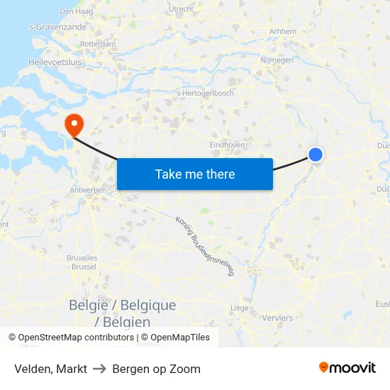 Velden, Markt to Bergen op Zoom map