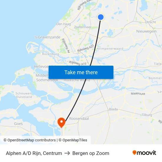 Alphen A/D Rijn, Centrum to Bergen op Zoom map