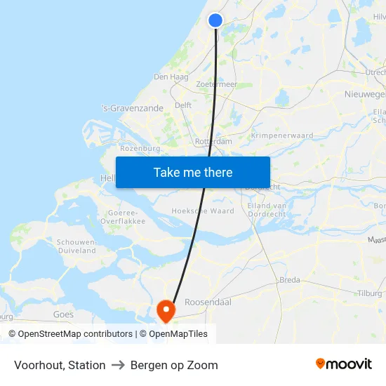 Voorhout, Station to Bergen op Zoom map