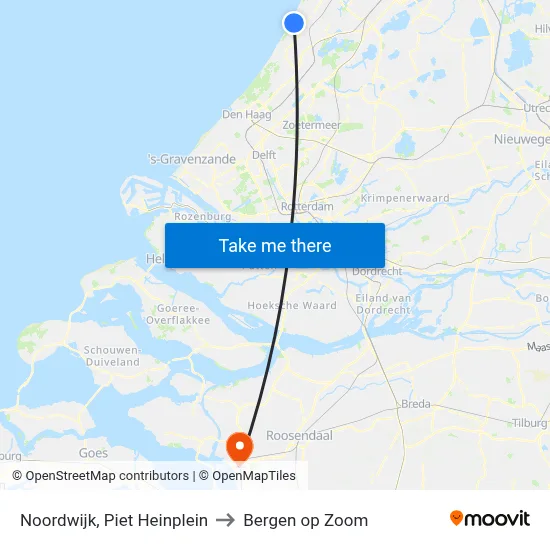 Noordwijk, Piet Heinplein to Bergen op Zoom map