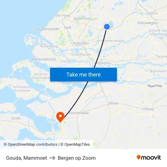 Gouda, Mammoet to Bergen op Zoom map