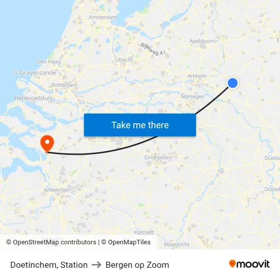 Doetinchem, Station to Bergen op Zoom map