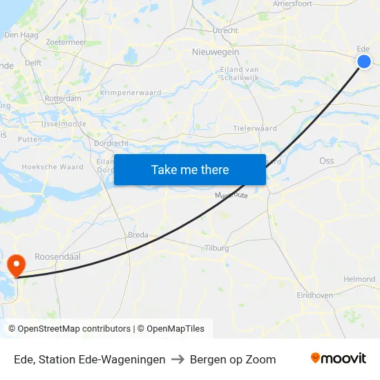 Ede, Station Ede-Wageningen to Bergen op Zoom map