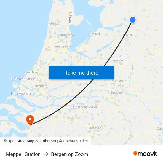 Meppel, Station to Bergen op Zoom map