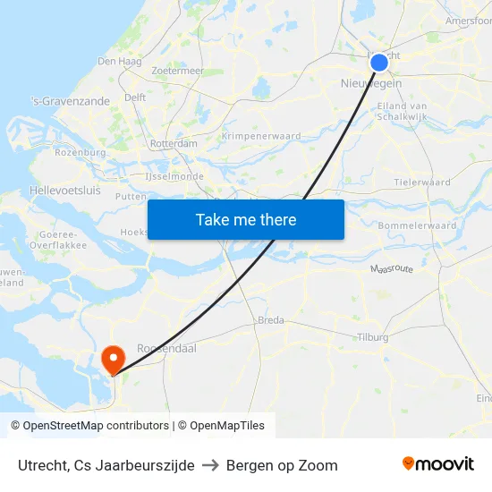 Utrecht, Cs Jaarbeurszijde to Bergen op Zoom map