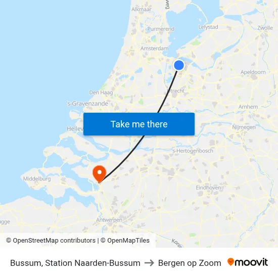 Bussum, Station Naarden-Bussum to Bergen op Zoom map