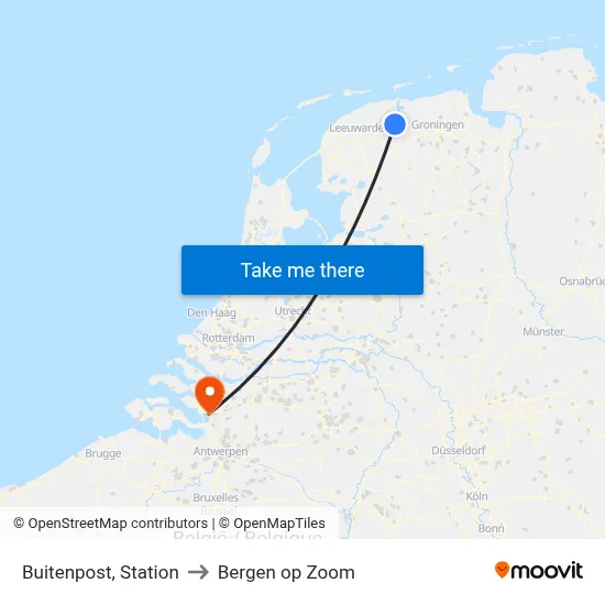 Buitenpost, Station to Bergen op Zoom map
