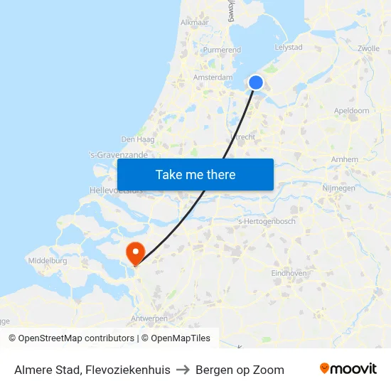 Almere Stad, Flevoziekenhuis to Bergen op Zoom map