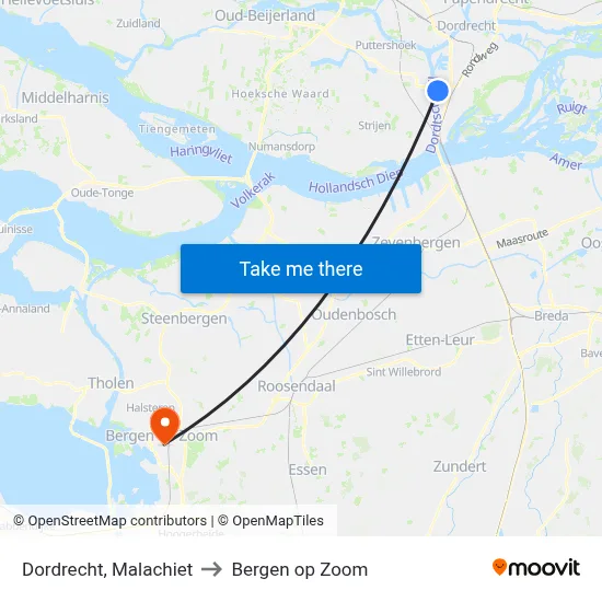 Dordrecht, Malachiet to Bergen op Zoom map