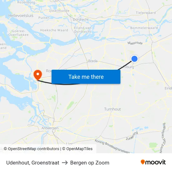 Udenhout, Groenstraat to Bergen op Zoom map