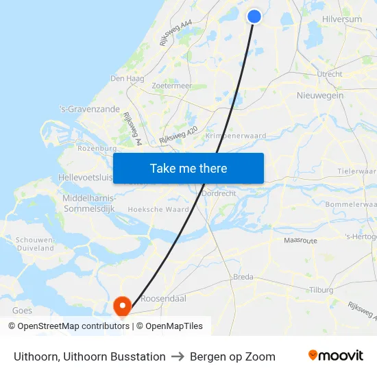 Uithoorn, Uithoorn Busstation to Bergen op Zoom map