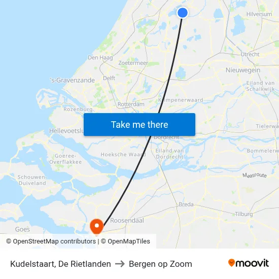 Kudelstaart, De Rietlanden to Bergen op Zoom map