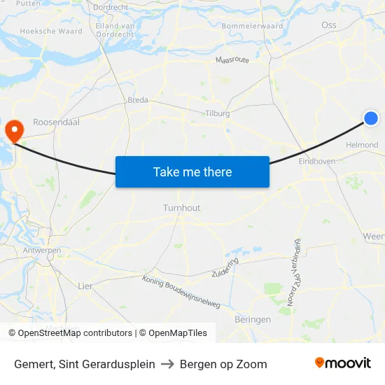 Gemert, Sint Gerardusplein to Bergen op Zoom map