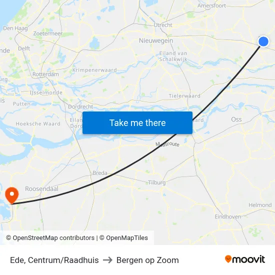 Ede, Centrum/Raadhuis to Bergen op Zoom map