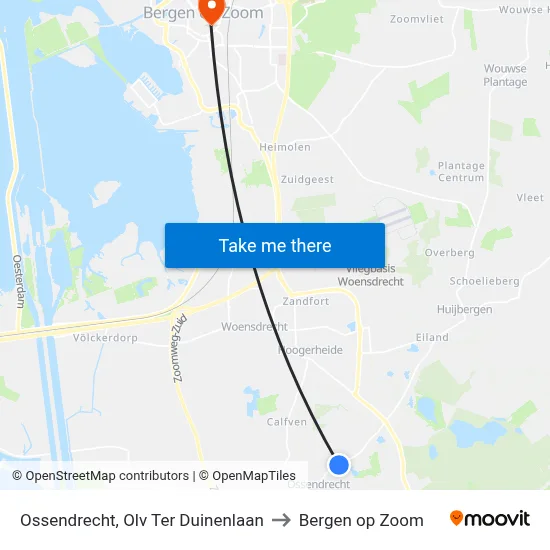 Ossendrecht, Olv Ter Duinenlaan to Bergen op Zoom map