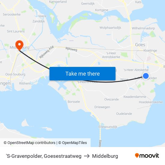 'S-Gravenpolder, Goesestraatweg to Middelburg map