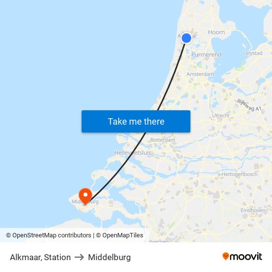 Alkmaar, Station to Middelburg map