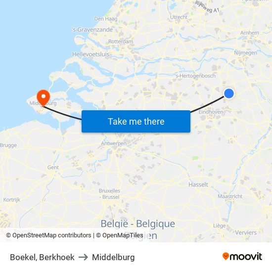 Boekel, Berkhoek to Middelburg map