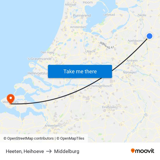 Heeten, Heihoeve to Middelburg map