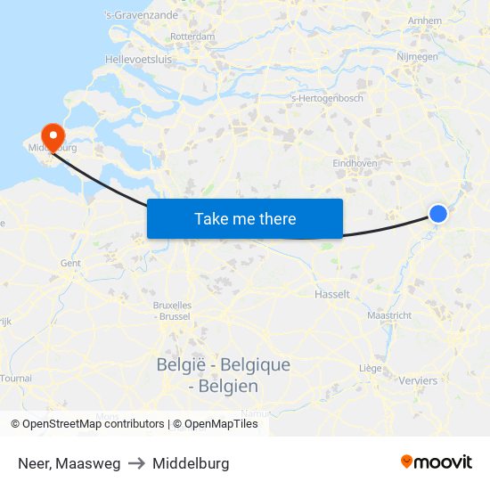 Neer, Maasweg to Middelburg map