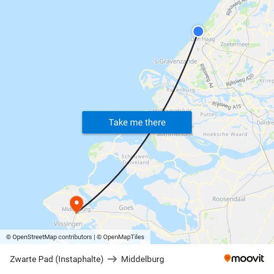 Zwarte Pad (Instaphalte) to Middelburg map