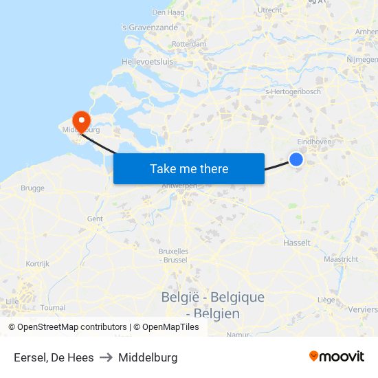 Eersel, De Hees to Middelburg map
