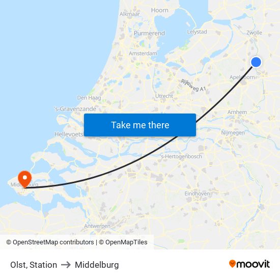 Olst, Station to Middelburg map