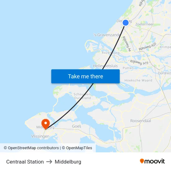 Centraal Station to Middelburg map