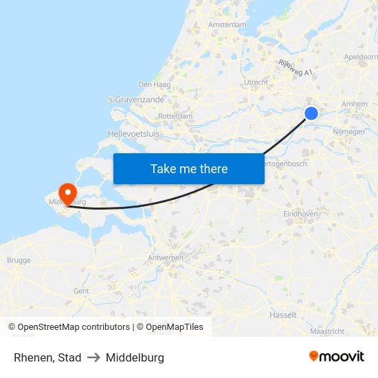 Rhenen, Stad to Middelburg map