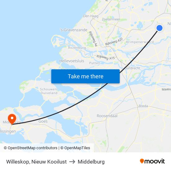 Willeskop, Nieuw Kooilust to Middelburg map