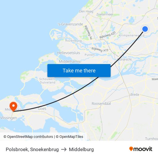 Polsbroek, Snoekenbrug to Middelburg map